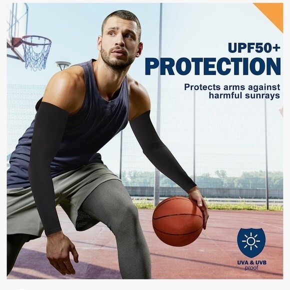 Compression Sleeve Black UV Sun Protection Arm Sleeves Men Women Athletic S - Picture 6 of 6